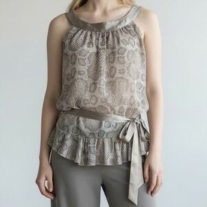 Vintage Alexia Admor‎ NY Womens Snake Print Sleeveless Top Open Back M Partycore